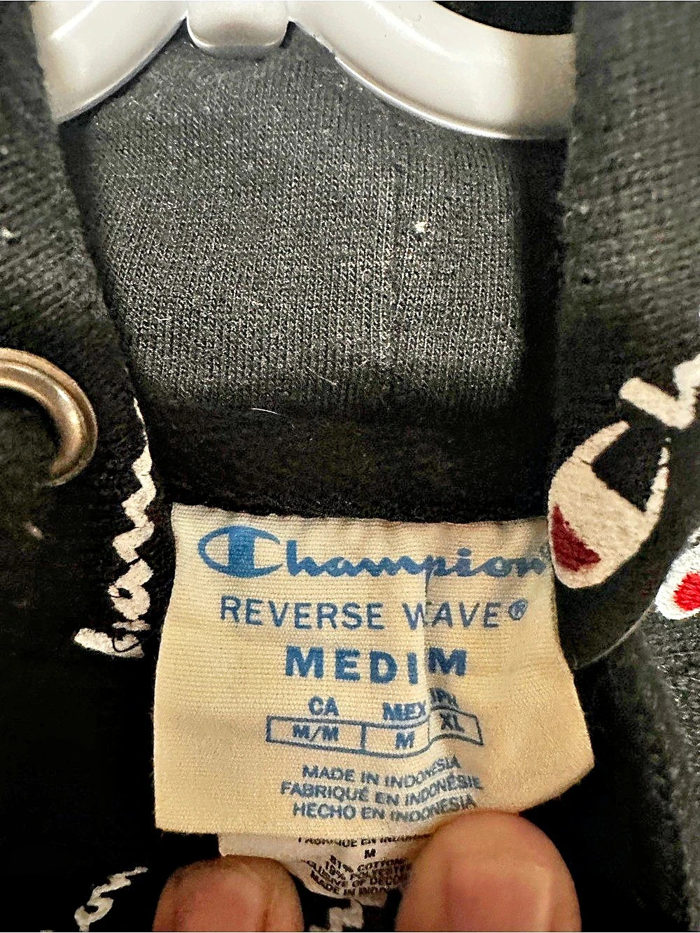 Champion Reverse Weave All Over Print Script Hoodie Medium - Picture 3 of 3